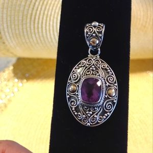 18k & Sterling Amethyst Pendant